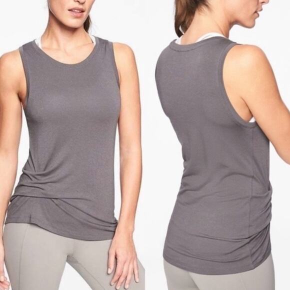 ATHLETA‎ Slate Gray Threadlight Twist Side Active Workout Yoga Tank Top Size XS - Picture 10 of 10